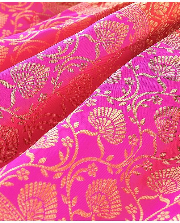 Babyhug Half Sleeves Brocade Choli with Lehanga & Dupatta Set - Fuchsia