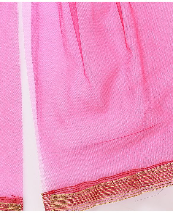 Babyhug  Sleeveless Embroidered Choli with Lehenga and Dupatta - Pink
