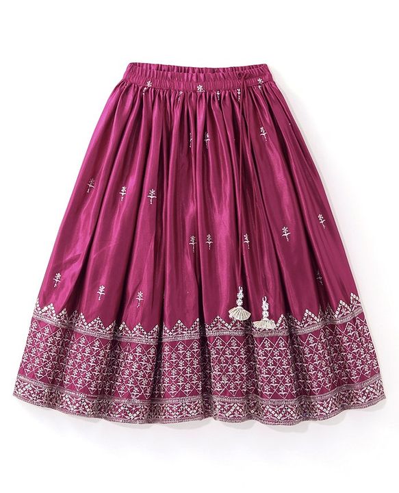 Babyhug Half Sleeves Gajji Silk  Choli with Embroidered Lehenga  and Dupatta - Hot Pink