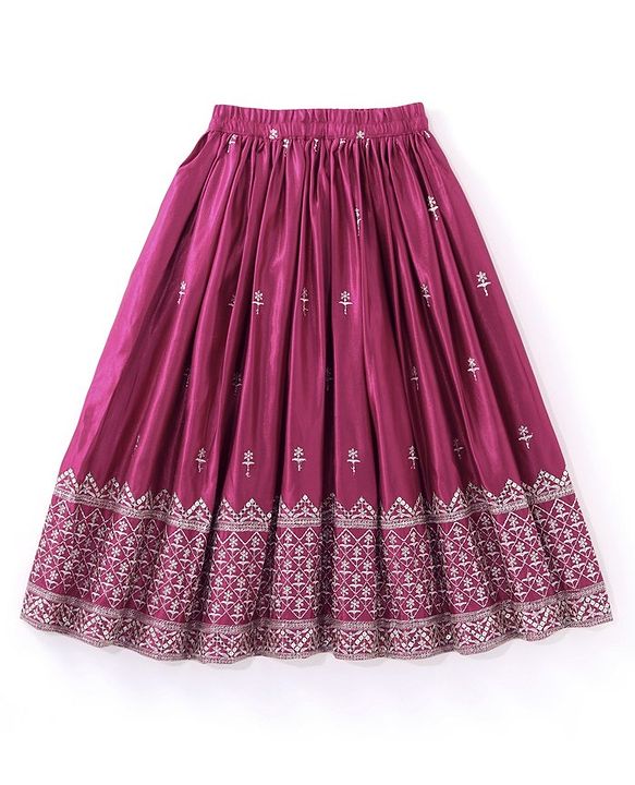 Babyhug Half Sleeves Gajji Silk  Choli with Embroidered Lehenga  and Dupatta - Hot Pink