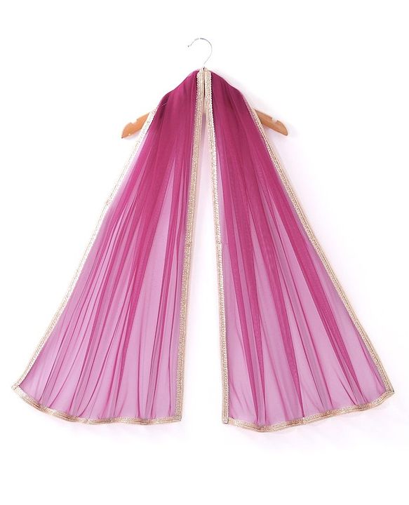 Babyhug Half Sleeves Gajji Silk  Choli with Embroidered Lehenga  and Dupatta - Hot Pink