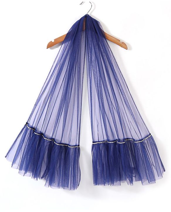 Babyhug Singlet Sleeves Mirror Embroidered  Choli with Net Lehenga & Dupatta Set - Royal Blue