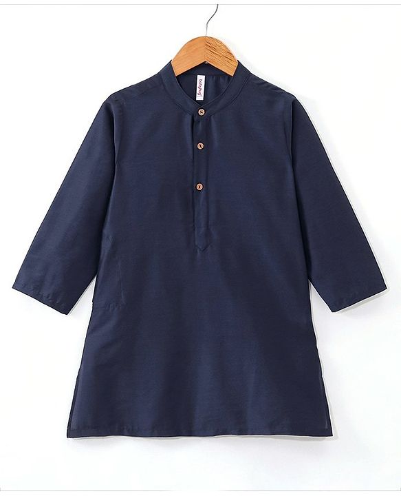 Babyhug Full Sleeves Solid Colour Kurta Payjama Set with Mirror Embroidered Jacket Navy Blue (Design May Vary)