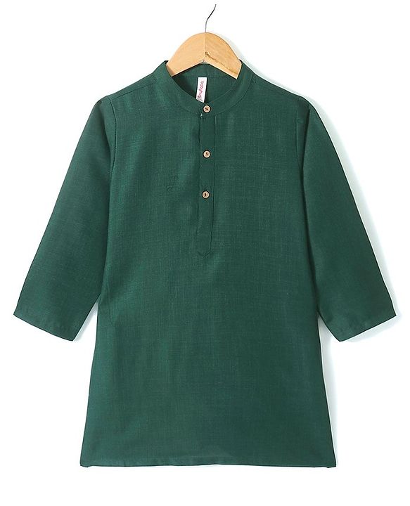 Babyhug Woven Full Sleeves Solid Colour Kurta & Pyjama Set with Embroidered  Jacket - Green