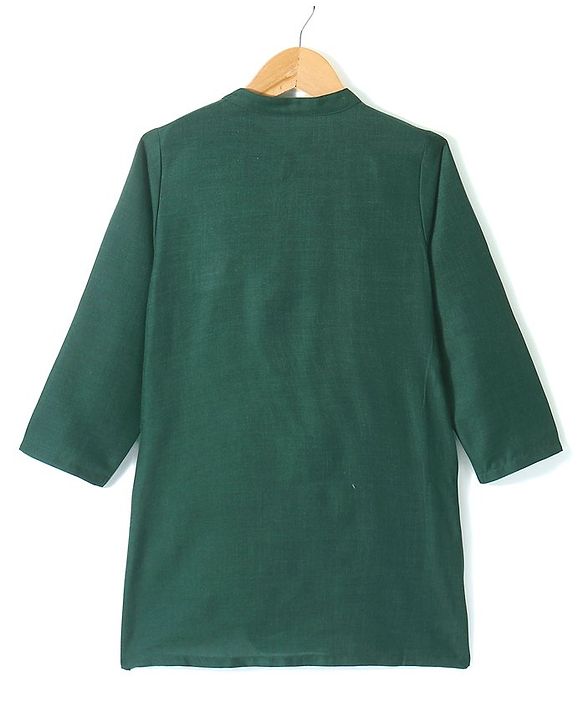 Babyhug Woven Full Sleeves Solid Colour Kurta & Pyjama Set with Embroidered  Jacket - Green