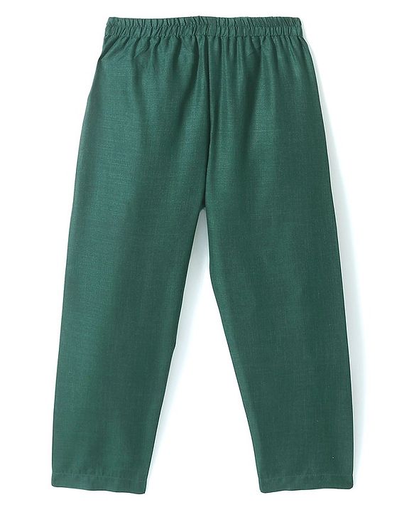Babyhug Woven Full Sleeves Solid Colour Kurta & Pyjama Set with Embroidered  Jacket - Green
