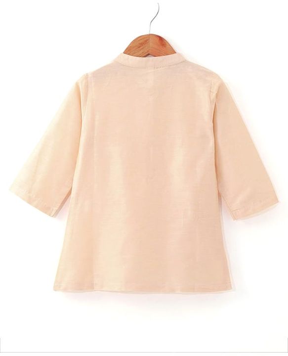 Babyhug Full Sleeves Solid Colour Kurta Payjama Set with Sequenced Embroidered Jacket -Beige