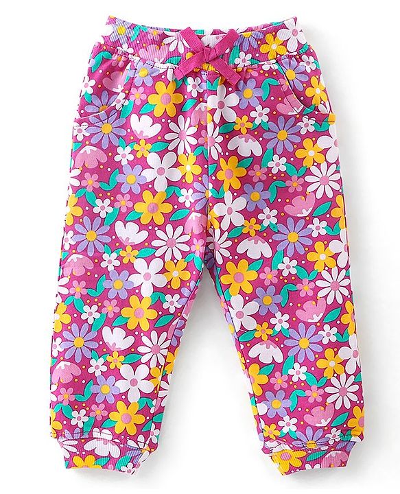Babyhug Cotton Knit Full Sleeves T-Shirt & Lounge Pant Set Floral Print - Multicolour