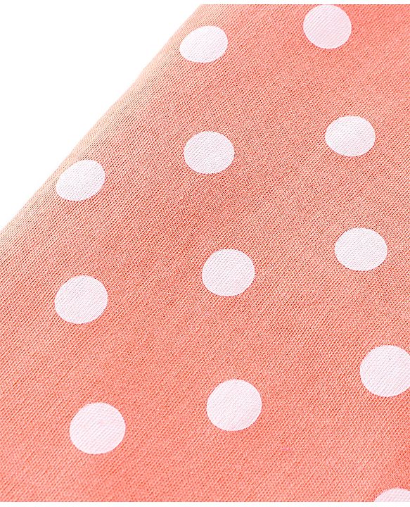 Babyhug Cotton Knit Full Sleeves Polka Dots Printed Night Suit - Orange