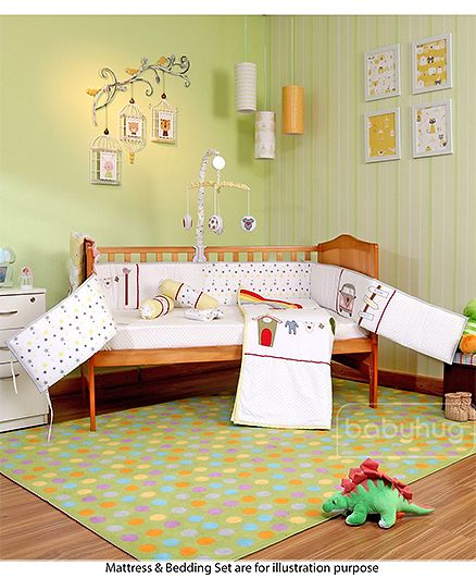 Babyhug Merlino 2 in 1 Wooden Cot Cum Junior Bed with Height Adjustable & Plug and Play Assembly - Antique