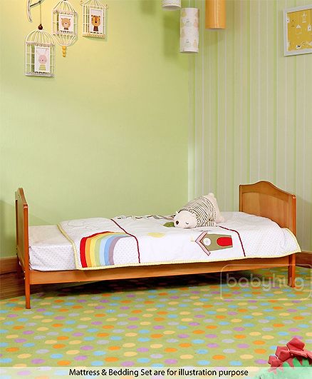 Babyhug Merlino 2 in 1 Wooden Cot Cum Junior Bed with Height Adjustable & Plug and Play Assembly - Antique