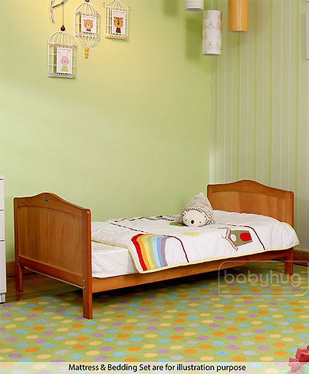 Babyhug Merlino 2 in 1 Wooden Cot Cum Junior Bed with Height Adjustable & Plug and Play Assembly - Antique