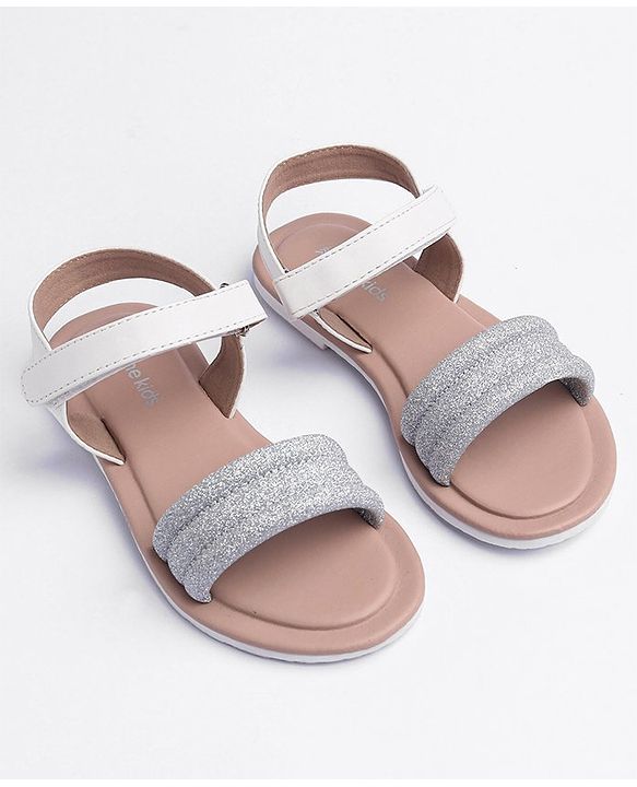 Pine Kids Solid Colored Velcro Closure Party Sandals - Silver