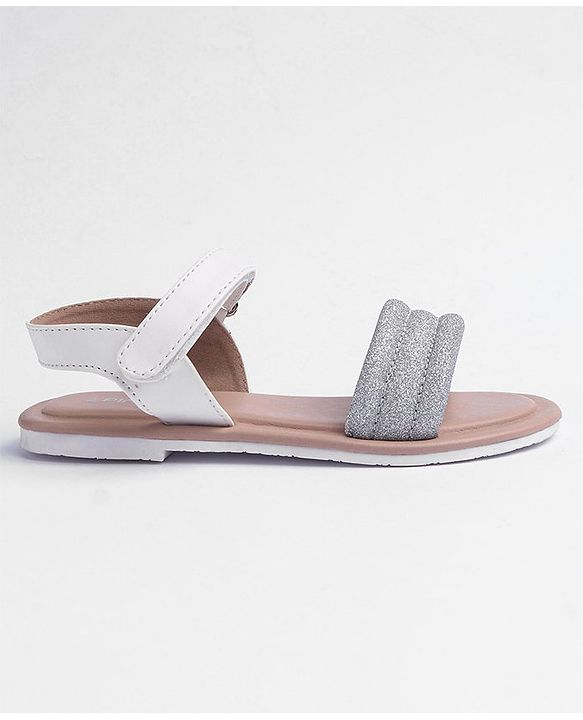 Pine Kids Solid Colored Velcro Closure Party Sandals - Silver