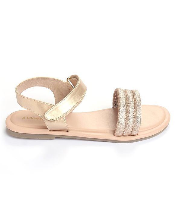 Pine Kids Solid Colored Velcro Closure Party Sandals - Silver