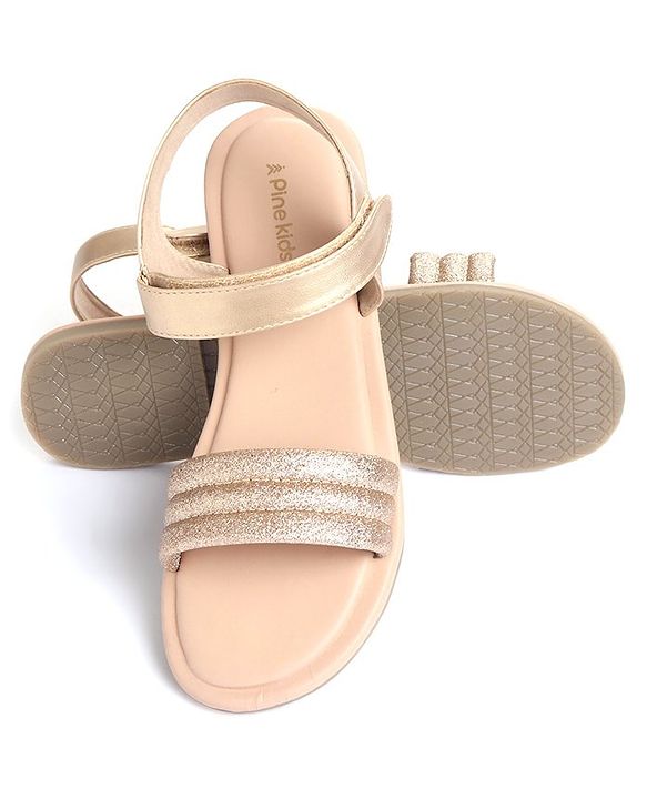 Pine Kids Solid Colored Velcro Closure Party Sandals - Silver