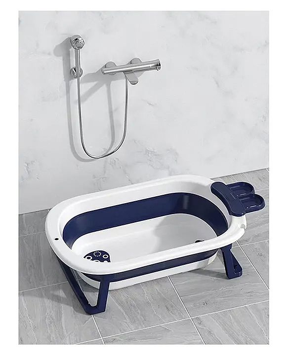 Babyhug Baby Bath Tub with Drain Plug Whale Print Unisex - Blue