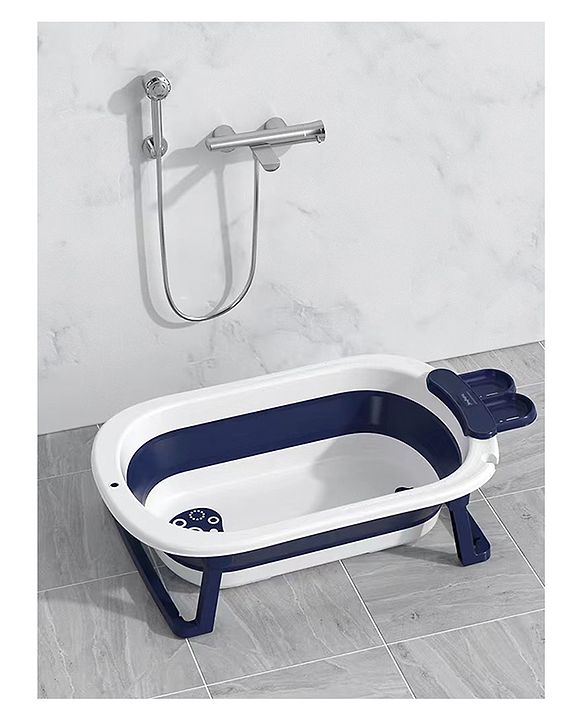 Babyhug Baby Bath Tub with Drain Plug Whale Print Unisex - Blue