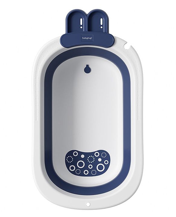 Babyhug Baby Bath Tub with Drain Plug Whale Print Unisex - Blue