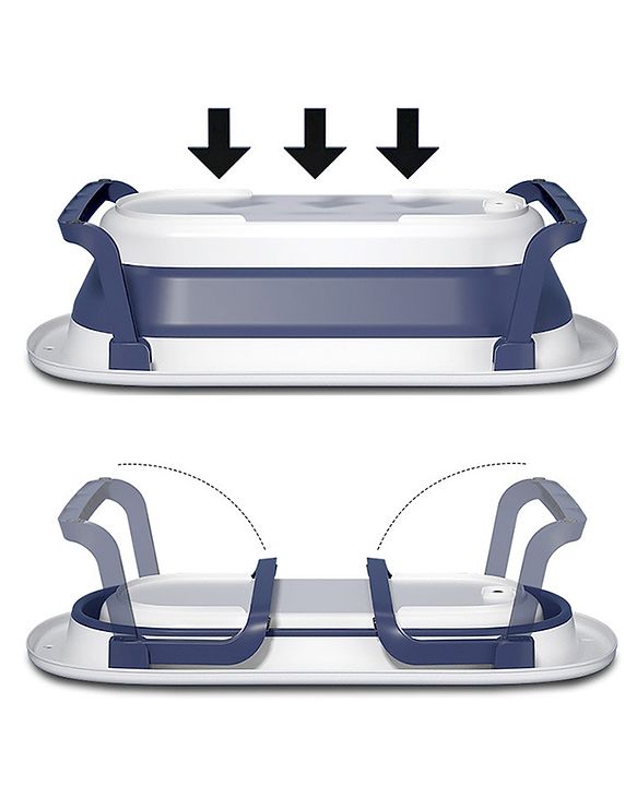 Babyhug Baby Bath Tub with Drain Plug Whale Print Unisex - Blue