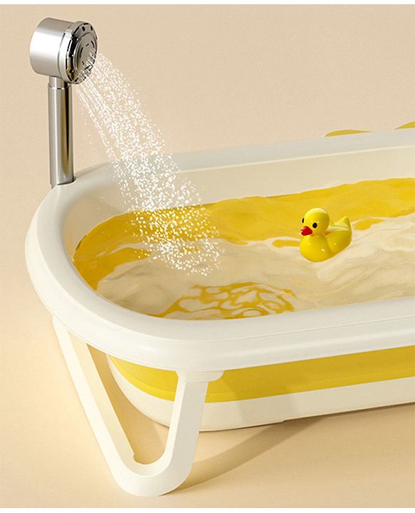 Babyhug Foldable Anti Slip Bath Tub with Cushion  - Yellow