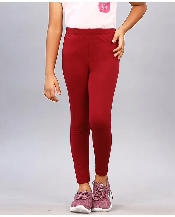 Buy Zion Solid Leggings Maroon for Girls (5-6Years) Online in India, Shop  at  - 14728348