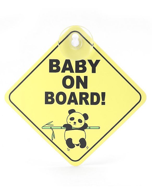 Babyhug Car Sign Boards & Stickers with Panda Print- Yellow
