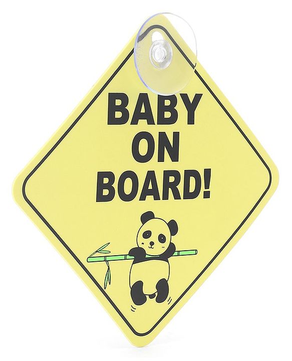 Babyhug Car Sign Boards & Stickers with Panda Print- Yellow