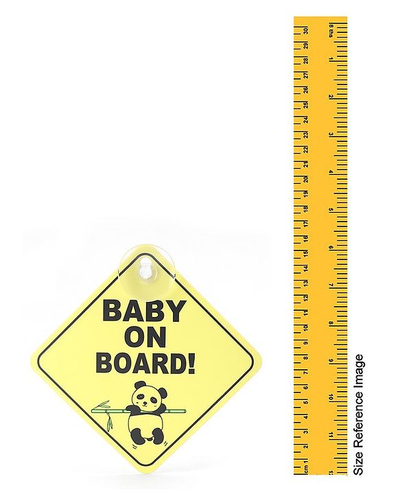 Babyhug Car Sign Boards & Stickers with Panda Print- Yellow