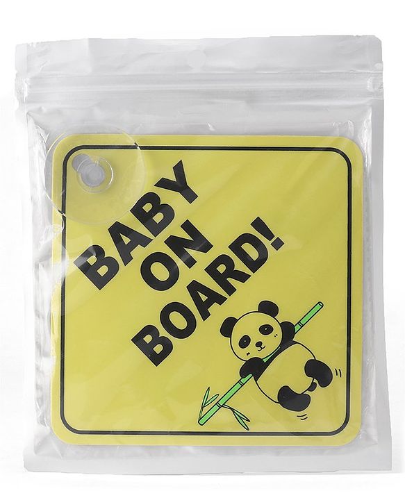 Babyhug Car Sign Boards & Stickers with Panda Print- Yellow