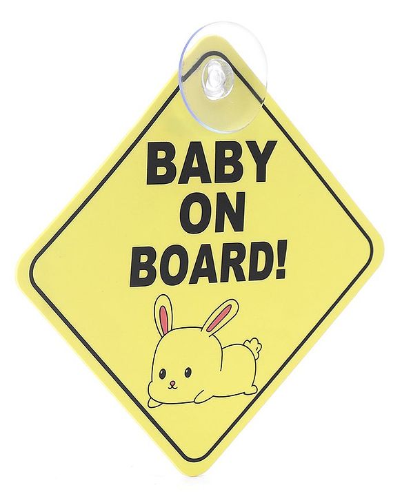 Babyhug Car Sign Boards & Stickers with Rabbit Print -Yellow