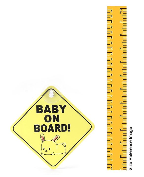 Babyhug Car Sign Boards & Stickers with Rabbit Print -Yellow