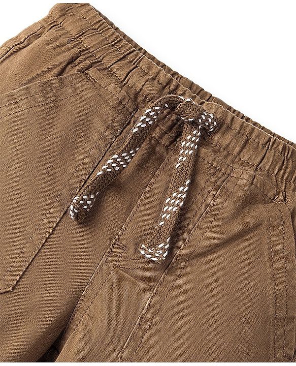 Babyhug Cotton Spandex Full Length Solid Color Trouser - Brown