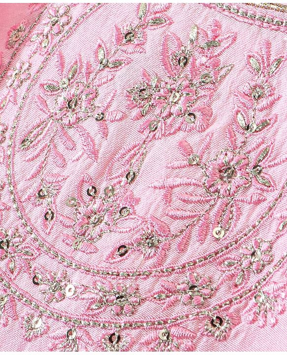 Babyhug Three Fourth Sleeves Sequenced Embroidered Choli with Lehenga and Dupatta Set - Pink