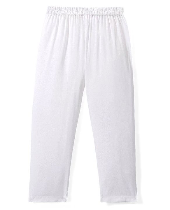 Babyhug Full Sleeves  Solid Kurta Pyjama Set with Sequenced Embroidered Jacket - White