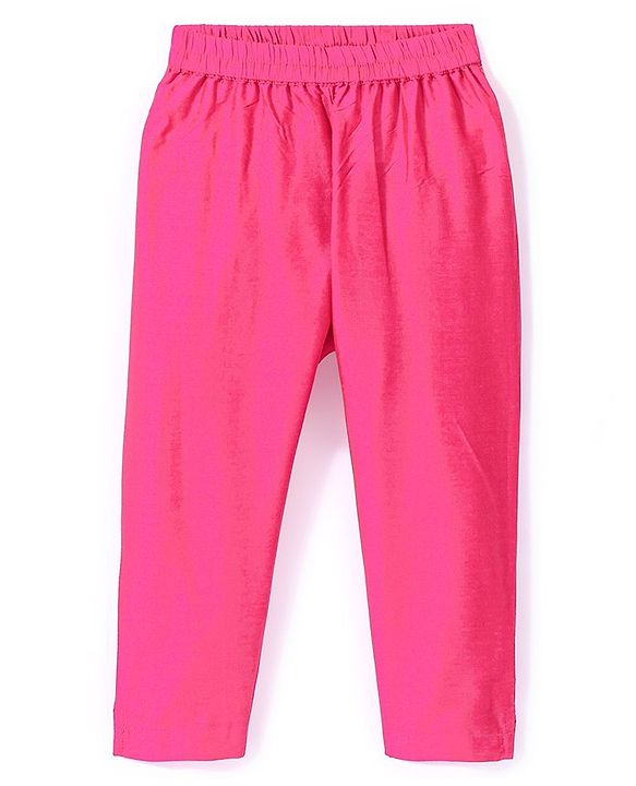 Babyhug Three Fourth Sleeves Foil Printed Kurti Pant and Dupatta Set - Fuchsia