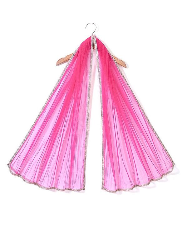 Babyhug Three Fourth Sleeves Foil Printed Kurti Pant and Dupatta Set - Fuchsia