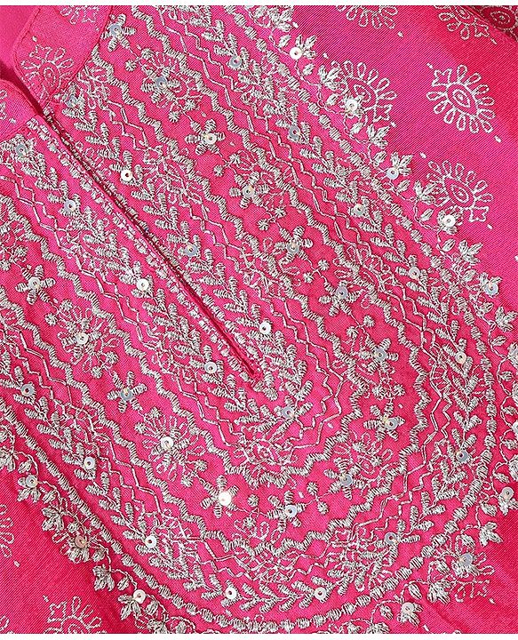 Babyhug Three Fourth Sleeves Foil Printed Kurti Pant and Dupatta Set - Fuchsia