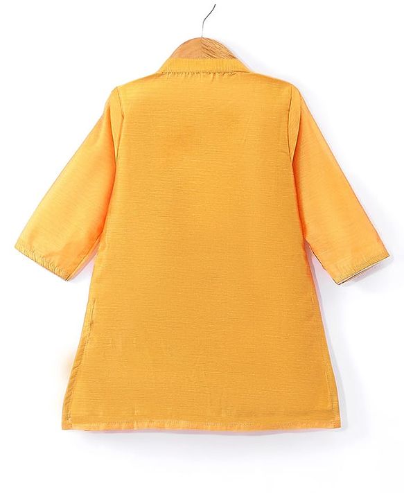 Babyhug Three Fourth Sleeves Embroidered Kurti Sharara and Dupatta Set - Mustard