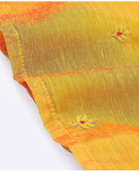 Babyhug Three Fourth Sleeves Embroidered Kurti Sharara and Dupatta Set - Mustard