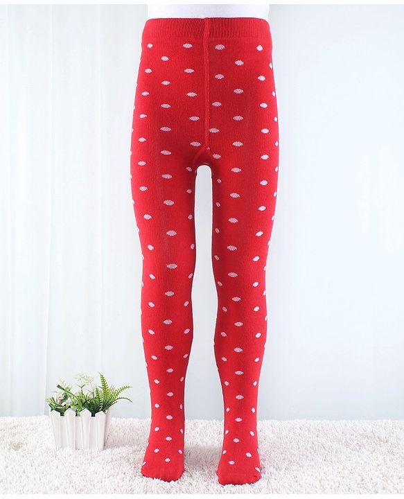 Cute Walk by Babyhug Anti Bacterial Tights Polka Dot Design - Red