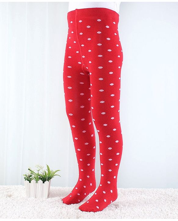 Cute Walk by Babyhug Anti Bacterial Tights Polka Dot Design - Red