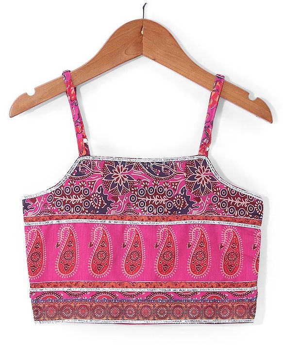 Pine Kids All Over Floral Printed Sleeveless Choli  Lehenga Set With Dupatta - Pink