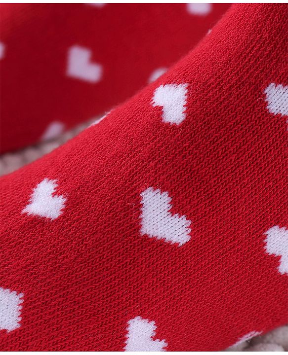 Cute Walk By Babyhug Anti Bacterial Cable Knit Tights Heart Design- Red