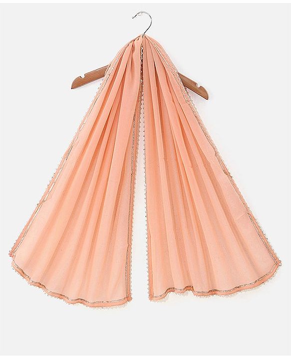 Babyhug Woven Three Fourth Sleeve Georgette Floral Foil Printed Kurti Sharara and Dupatta Set - Coral