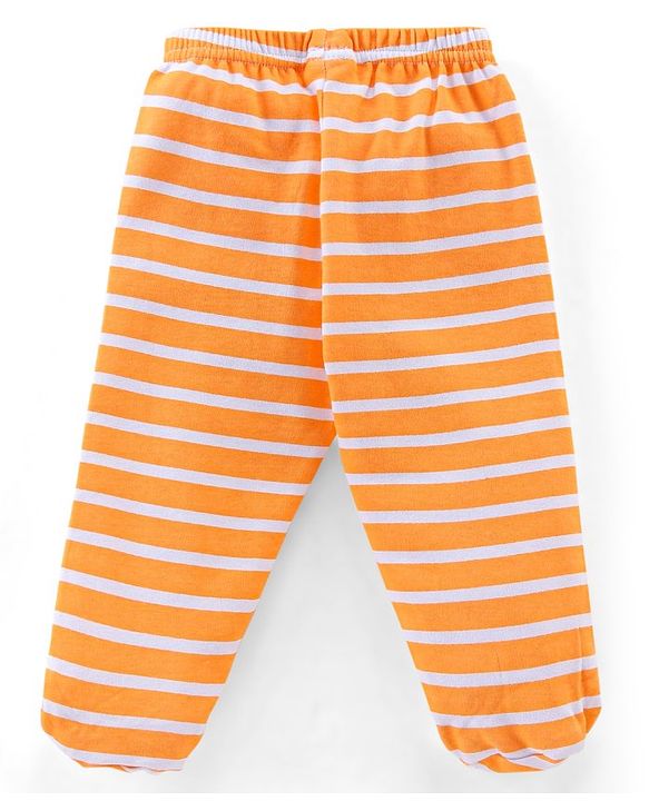 Babyhug Cotton Knit Footed Bootie Leggings Bear & Vehicles Printed Set of 3 - Blue Orange & Yellow