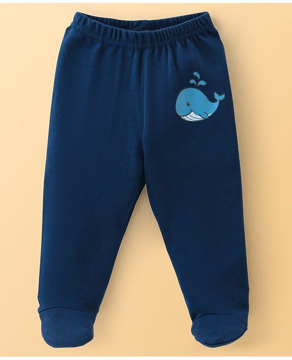 Babyhug Cotton Knit Footed Bootie Leggings Striped & Dolphin Printed Set of 3 - Red & Navy Blue