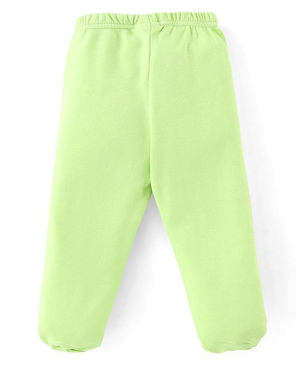Babyhug Cotton Footed Bootie Leggings Striped & Polar Bear Print Pack of 3 - Blue & Green