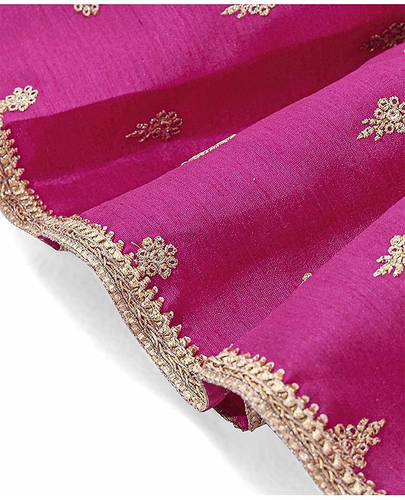 Babyhug Sleeveless Floral Mbrodered Kurti Salwar and Dupatta Set -Magenta Pink