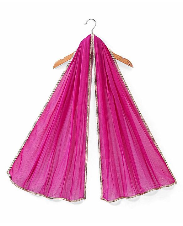 Babyhug Sleeveless Floral Mbrodered Kurti Salwar and Dupatta Set -Magenta Pink